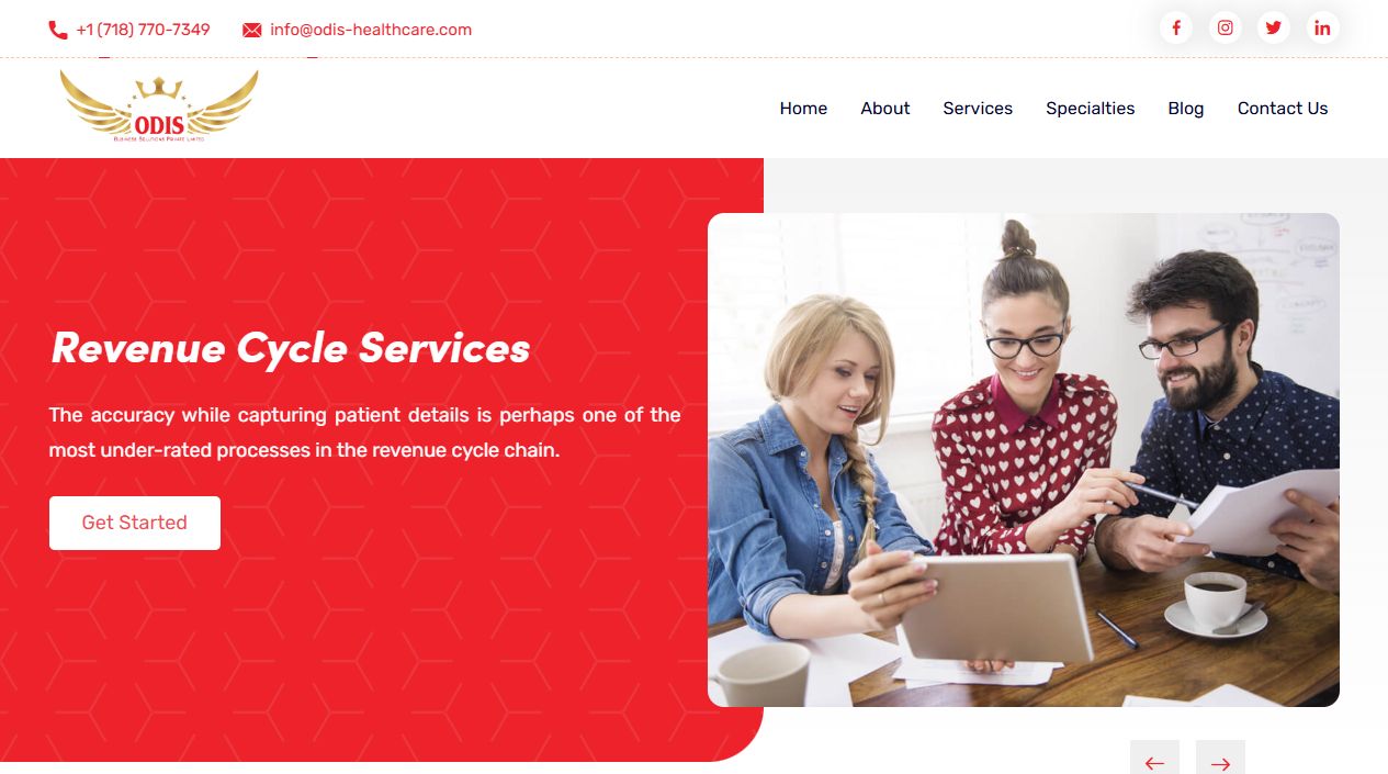 Odis HealthCare homepage screenshot