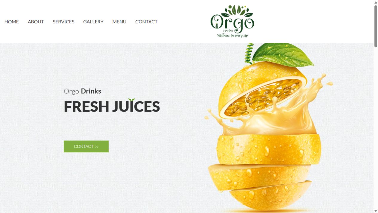 Orgo Drinks homepage screenshot