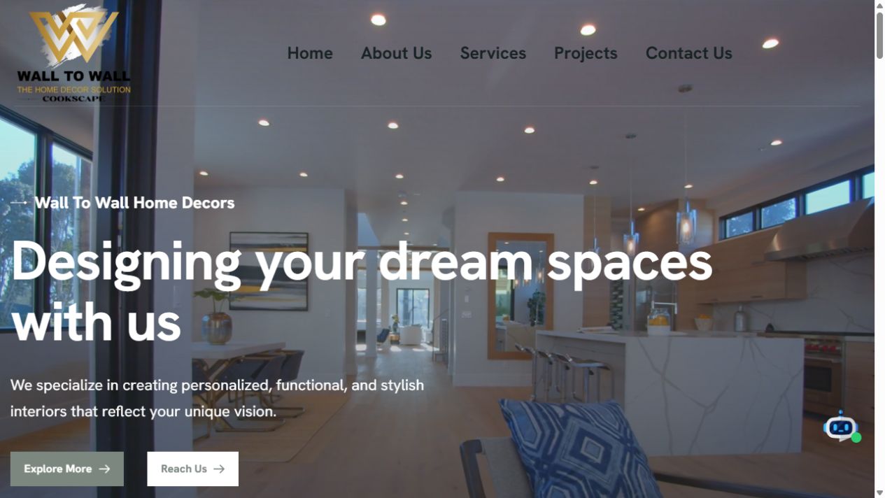 Wall2Wall Home Decor homepage screenshot